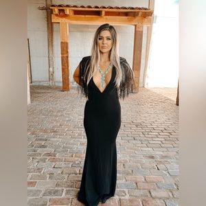 SOLD Black fringe dress